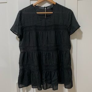 Ann Taylor Clipdot Lace sheer top